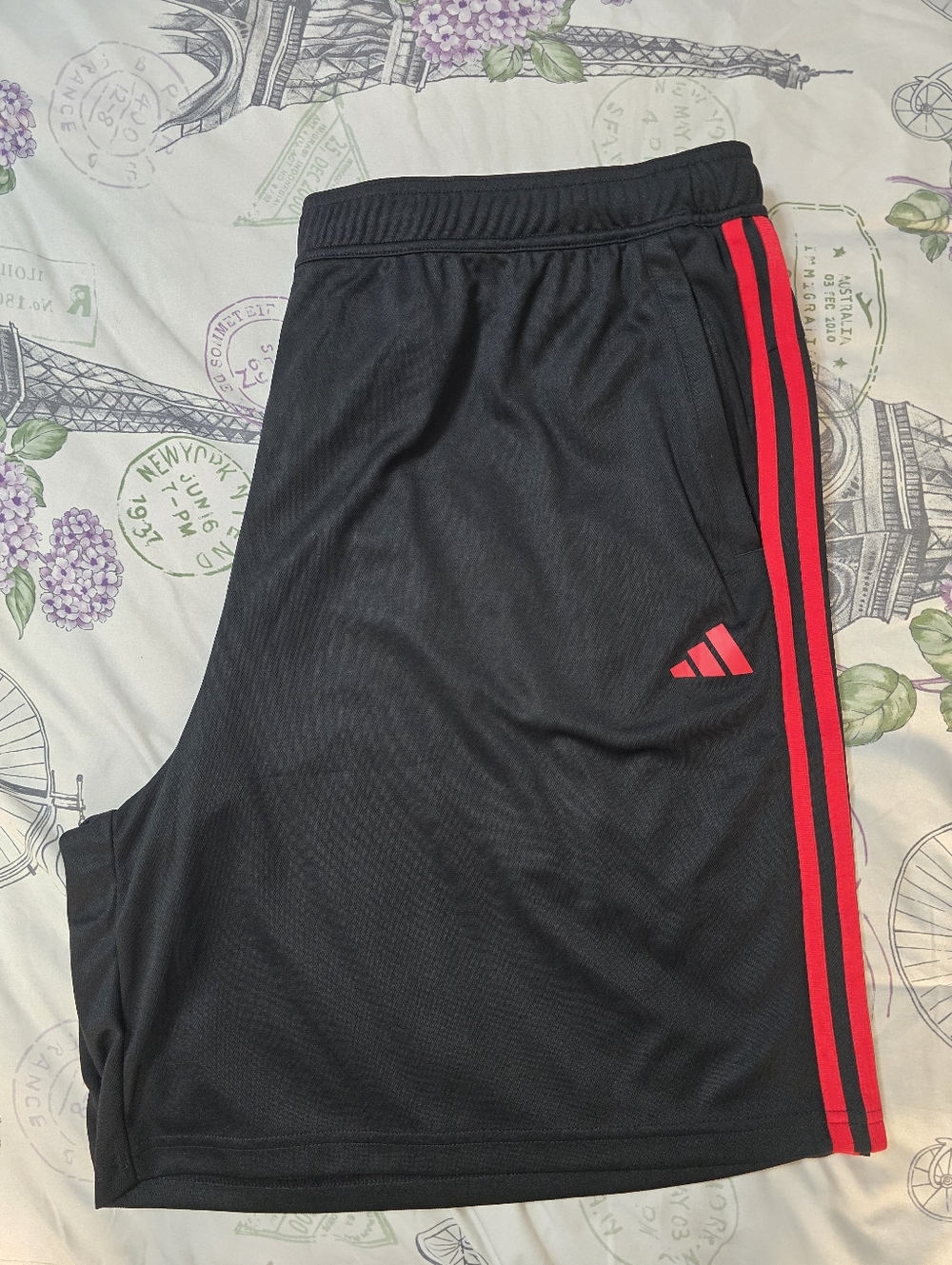 ADIDAS Men's Train Essentials Piqué 3-Stripes Training Shorts Black/Red SZ: XXXL - Picture 7 of 8